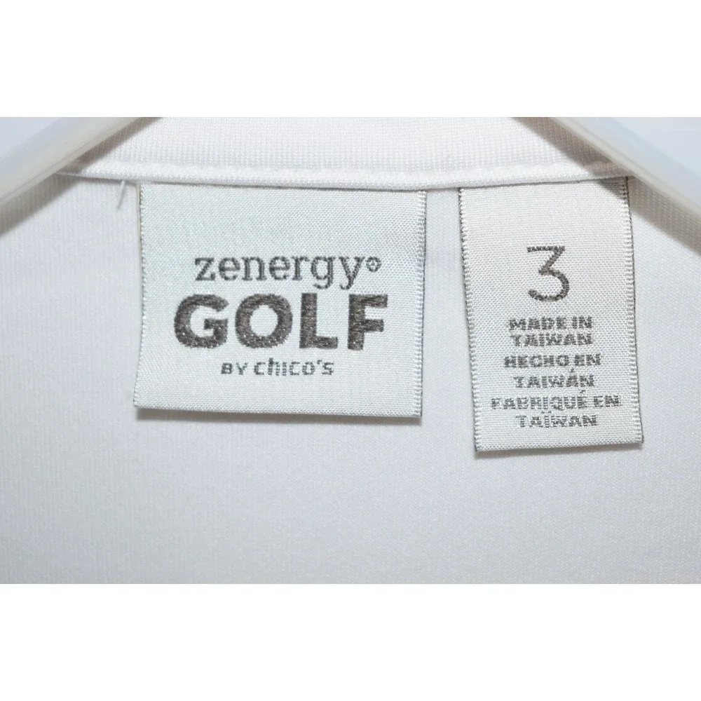 Chicos Zenergy Sz 3 (=XL) Activewear Shirt Stretch Stripe Top Short Slv Golf - Picture 8 of 16